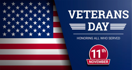 U.S. flag and logo for Veterans Day Nov. 11, 2025.