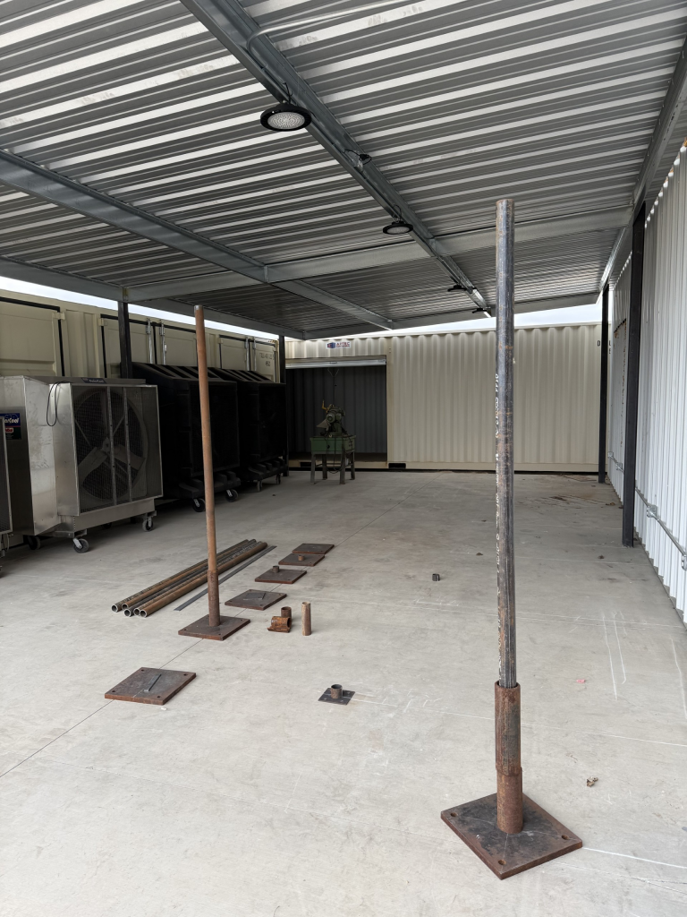 Metal shop with some equipment.